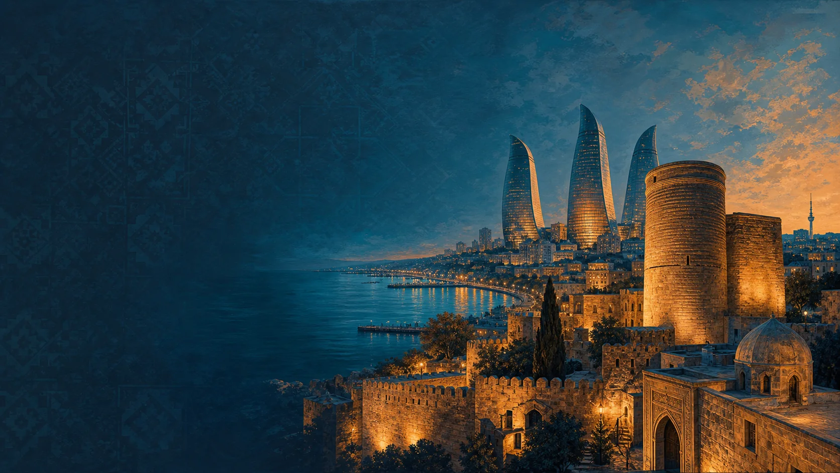 Illustrated Baku travel montage